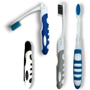 4 Pack Soft Travel Comfort Hold Toothbrush On The Go Folding Bristle Brushes Compact Size Ergonomic Foldable Camping Gym School Locker Backpack TSA Approved BPA-Free