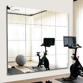 SLDIYWOW 16PCS Home Gym Mirror, Large Gym Mirrors for Home Gym, 14" x 12" Glass Frameless Mirror for Wall Mounted, Wall Mirror for Garage, Bedroom, Bathroom