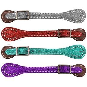 Showman Ladies Glitter Leather Spur Straps