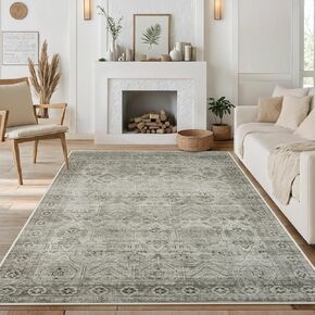 Anidaroel 5x7 Area Rugs for Living Room: Washable Vintage Moroccan Large Area Rug, Retro Floral Soft Rugs for Bedroom, Non Slip Dining Room Throw Carpet for Office Playroom, Brown