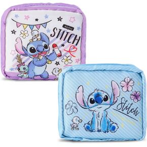 2pcs Stitch Period Pad Pouch Period Bag Sanitary Napkin Storage Holder, Lilo Ohana Sanitary Pads Storage Bag, Tampon Pad Holder for Women (Blue), Middle in Kuwait