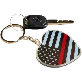 JAVD US Thin Red Line Firefighter Flag Keychain USA Thin Red Line Firefighter Heart Love Key Ring (2 Pack)