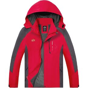TEZO Mens Rain Jacket Waterproof with Hooded Hiking Coat Lightweight Windbreaker(BK/GY 2XL)