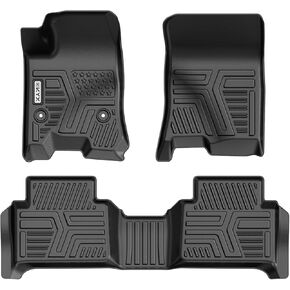 KYX Floor Mats for 2015-2023 F150 SuperCrew/Crew Cab, All Weather Protection Floor Liners 1st and 2nd Row Front & Rear, Car Mats TPE Black