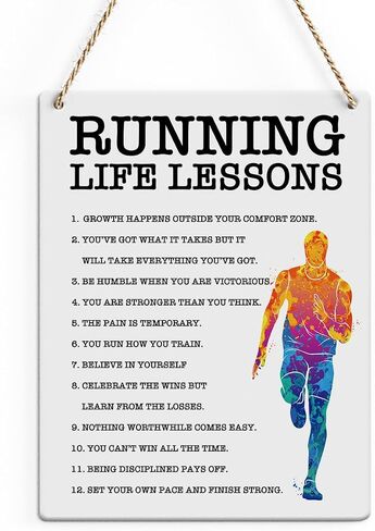 Running Gifts Inspirational Quotes Cross Country Running Gifts Rustic Wall Decorations Motivational Marathon Runner Gifts Farmhouse Wall Hanging Decor Best Team Gifts Wood Plaque for Home Office in Saudi Arabia