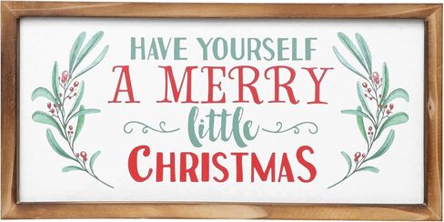 Have Yourself A Merry Little Christmas Wooden Sign, 16 x 8 Inches, Solid Wood Framed Christmas sign, Farmhouse Christmas Indoor Holiday Decoration in Kuwait