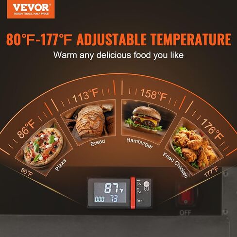 جهاز تسخين الطعام من VEVOR Hot Box، جهاز تسخين الطعام ذو 4 طبقات مع صينية مياه، 4 مقالي، باب مزدوج وأرفف قابلة للتعديل، خزانة تسخين الطعام من الفولاذ المقاوم للصدأ، مثالية لتخزين البيتزا والدجاج والمطاعم in Saudi Arabia