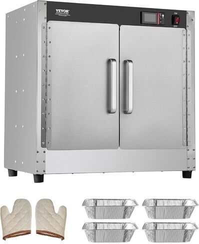 جهاز تسخين الطعام من VEVOR Hot Box، جهاز تسخين الطعام ذو 4 طبقات مع صينية مياه، 4 مقالي، باب مزدوج وأرفف قابلة للتعديل، خزانة تسخين الطعام من الفولاذ المقاوم للصدأ، مثالية لتخزين البيتزا والدجاج والمطاعم in Saudi Arabia