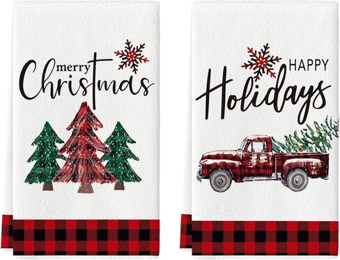 Artoid Mode Christmas Trees Kitchen Towels Dish Towels, 18 x 26 Inch Truck Winter Holiday Ultra Absorbent Drying Cloth Tea Towels for Cooking Baking Set of 2 in Saudi Arabia