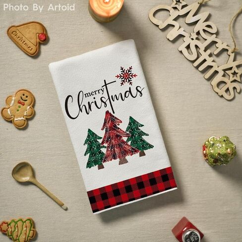 Artoid Mode Christmas Trees Kitchen Towels Dish Towels, 18 x 26 Inch Truck Winter Holiday Ultra Absorbent Drying Cloth Tea Towels for Cooking Baking Set of 2 in Saudi Arabia
