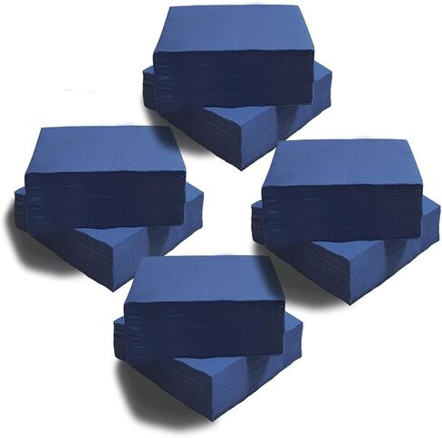 2 Ply Beverage Napkins Disposable Four Fold Cocktails Paper Napkins 9.8" X 9.8" unfolded for Party (200, Blue) in Saudi Arabia