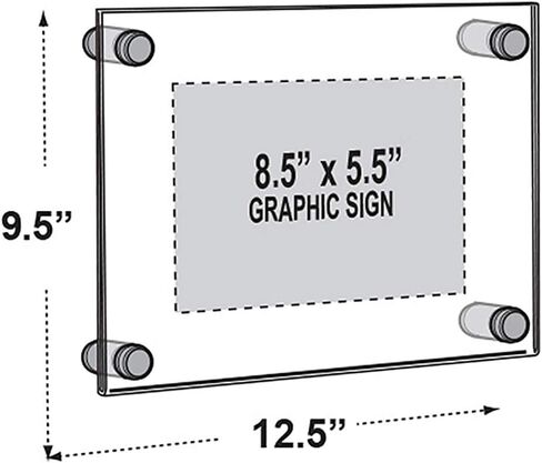 Azar Displays 105536-BLK Acrylic Floating Double Panel Wall Frame,24" x 36" Graphic Size, Overall Frame Size: 28" x 40", Black in Kuwait