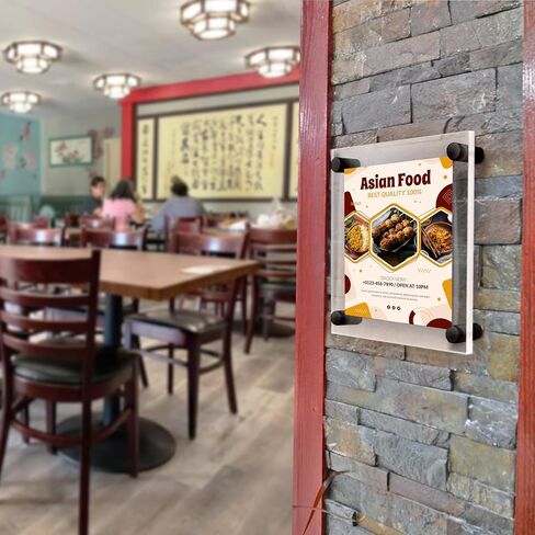 Azar Displays 105536-BLK Acrylic Floating Double Panel Wall Frame,24" x 36" Graphic Size, Overall Frame Size: 28" x 40", Black in Kuwait