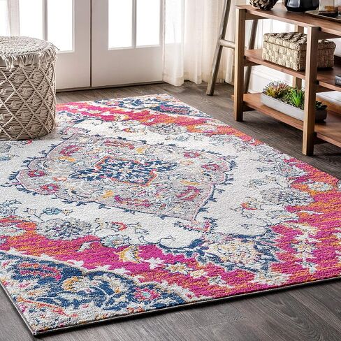 JONATHAN Y BMF105A-28 Bohemian Flair Boho Medallion Vintage Indoor Area-Rug Floral Easy-Cleaning High Traffic Bedroom Kitchen Living Room Non Shedding, 2 ft x 8 ft, Multi in Saudi Arabia