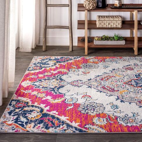 JONATHAN Y BMF105A-28 Bohemian Flair Boho Medallion Vintage Indoor Area-Rug Floral Easy-Cleaning High Traffic Bedroom Kitchen Living Room Non Shedding, 2 ft x 8 ft, Multi in Saudi Arabia