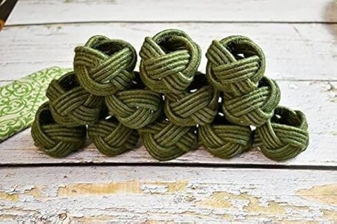 GURU JEE™ Handmade Jute Napkin Rings Green Set of 4 Everyday Use Dining Party Tabletop Décor Gifts Napkin Holder 1.5 Inch in Size Artisan Crafted in India in Saudi Arabia