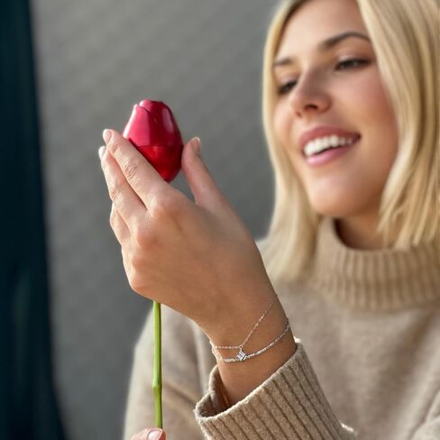Gift for Women, Rose Box with Sterling Silver Bracelet S295, Birthday Present for Girlfriend, Valentine's Day Mother's Day or Graduation, Special Surprise in Saudi Arabia