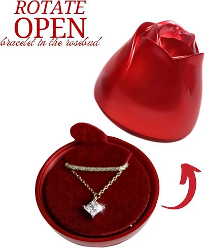 Gift for Women, Rose Box with Sterling Silver Bracelet S295, Birthday Present for Girlfriend, Valentine's Day Mother's Day or Graduation, Special Surprise in Saudi Arabia