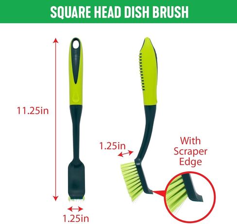 Pine-Sol Scrub Brush Set - Long Handle Cleaning Brushes with Heavy Duty Bristles and Comfort Grip - Scrubbers for Kitchen, Household, and Dishwashing, 2 Pieces in Kuwait