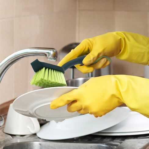 Pine-Sol Scrub Brush Set - Long Handle Cleaning Brushes with Heavy Duty Bristles and Comfort Grip - Scrubbers for Kitchen, Household, and Dishwashing, 2 Pieces in Kuwait