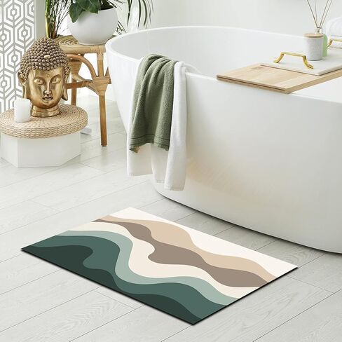 Boho Bath Rug Green Aesthetic Art Bath Rugs Non Slip Washable Bathroom Decor Mat Mountain Nature Absorb-Water Luxury Small Bath Rugs 24''x16'' in Saudi Arabia