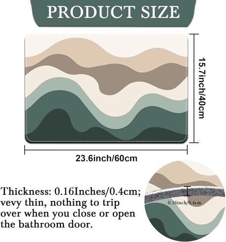 Boho Bath Rug Green Aesthetic Art Bath Rugs Non Slip Washable Bathroom Decor Mat Mountain Nature Absorb-Water Luxury Small Bath Rugs 24''x16'' in Saudi Arabia