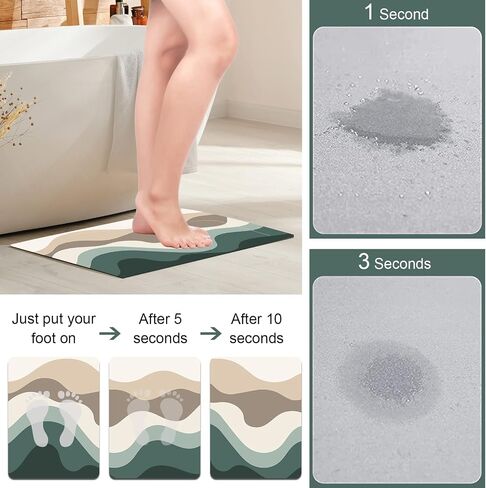 Boho Bath Rug Green Aesthetic Art Bath Rugs Non Slip Washable Bathroom Decor Mat Mountain Nature Absorb-Water Luxury Small Bath Rugs 24''x16'' in Saudi Arabia