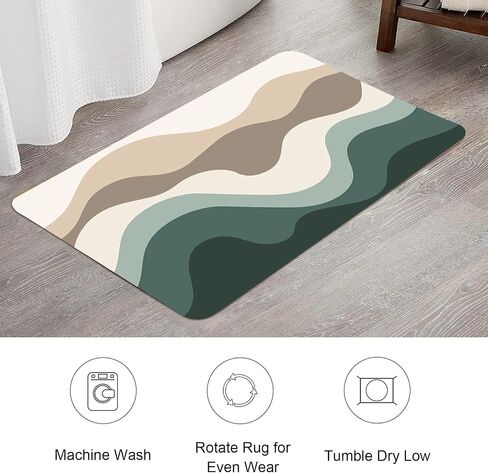 Boho Bath Rug Green Aesthetic Art Bath Rugs Non Slip Washable Bathroom Decor Mat Mountain Nature Absorb-Water Luxury Small Bath Rugs 24''x16'' in Saudi Arabia