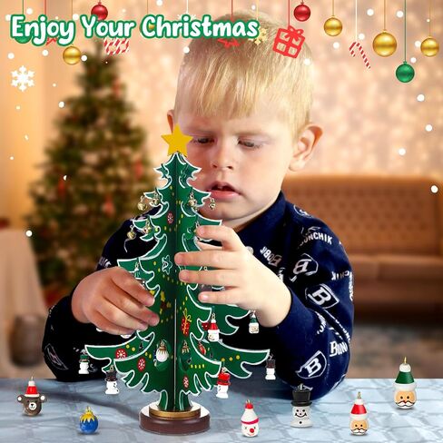 Advent Calendar 2024-24 Day Christmas Countdown DIY Wooden Christmas Tree with 36 Ornaments for Christmas Vacation, Gifts, and Decorations in Saudi Arabia
