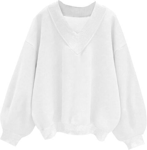 Remidoo Oversized Sweatshirt for Women V Neck Sweatshirts Casual Fleece Long Sleeve Pullover Top in Saudi Arabia