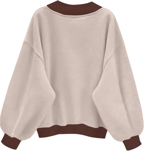 Remidoo Oversized Sweatshirt for Women V Neck Sweatshirts Casual Fleece Long Sleeve Pullover Top in Saudi Arabia
