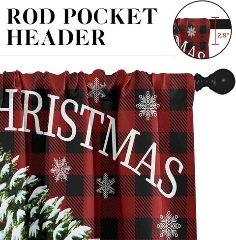 Christmas Kitchen Curtains Christmas Tree Grey RedWindow Curtains Valance and Tier Set 36 Inch Rod Pocket Short Tier Curtain for Room Kitchen Decor in Saudi Arabia