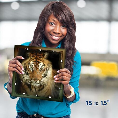 3dRose DPP_41377_3 Portrait of a Tiger Wall Clock, 15 by 15-Inch in Saudi Arabia