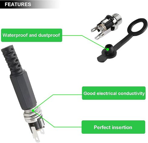 16 pcs DC Power Socket Connector Power Plug Welding Adapter 5.5 * 2.5mm DC Male Female Audio Connector + 16 pcs 5.5 * 2.1mm DC Male Female Audio Connector,with Rubber Protector Caps in Saudi Arabia