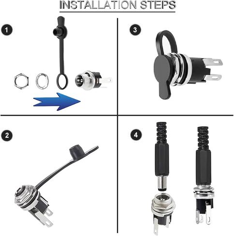 16 pcs DC Power Socket Connector Power Plug Welding Adapter 5.5 * 2.5mm DC Male Female Audio Connector + 16 pcs 5.5 * 2.1mm DC Male Female Audio Connector,with Rubber Protector Caps in Saudi Arabia