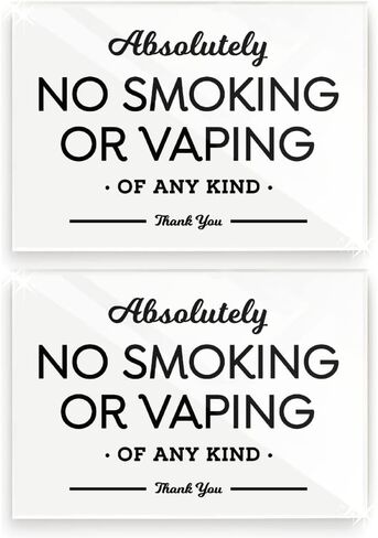 3.5x5 Inch Absolutely No Smoking Vaping of Any Kind Designer Sign ~ Ready to Stick ~ Premium Finish, Durable (2) in Saudi Arabia