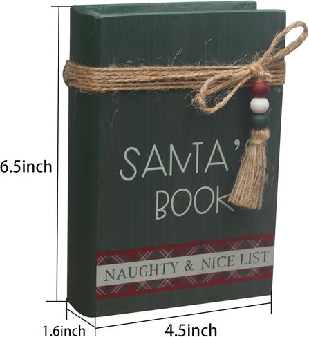 كتب عيد الميلاد الخشبية الصناعية علامة زخرفية مع أقوال - كتاب سانتا، قائمة شقية وجميلة، كتب عرض عتيقة مع خيوط وخرز، كتب مزخرفة لطاولة القهوة، عباءة، صينية متدرجة، in Saudi Arabia