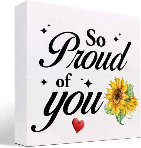 z-crange So Proud of You Wood Box Sign Desk Decor,Inspirational Wooden Block Sign,Positive Affirmations Wood Sign,Gifts for Coworkers,Office Gifts Ideas,Motivational Office Signs in Kuwait