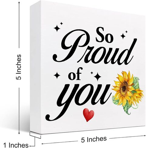 z-crange So Proud of You Wood Box Sign Desk Decor,Inspirational Wooden Block Sign,Positive Affirmations Wood Sign,Gifts for Coworkers,Office Gifts Ideas,Motivational Office Signs in Kuwait