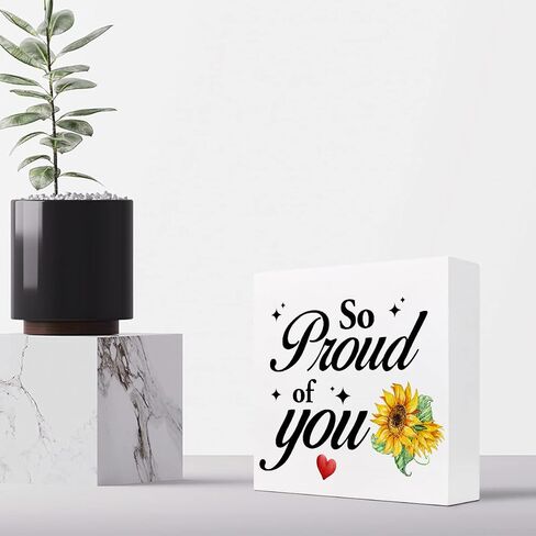 z-crange So Proud of You Wood Box Sign Desk Decor,Inspirational Wooden Block Sign,Positive Affirmations Wood Sign,Gifts for Coworkers,Office Gifts Ideas,Motivational Office Signs in Kuwait