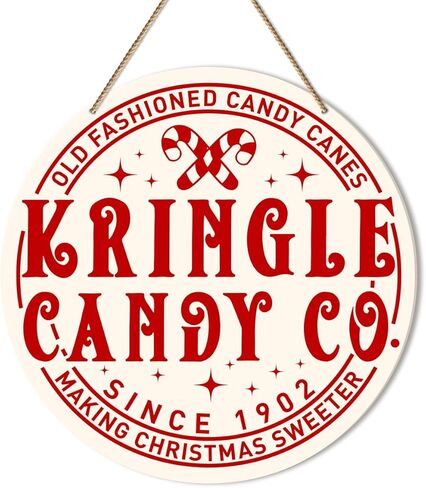 ZODGMED كاندي قصب عيد الميلاد علامة معلقة على الحائط، ديكور عيد الميلاد للمنزل المطبخ غرفة الطعام متجر الحلوى عطلة معلقة علامة عيد الميلاد ديكورات الحائط، Kringle Candy Co. in Kuwait