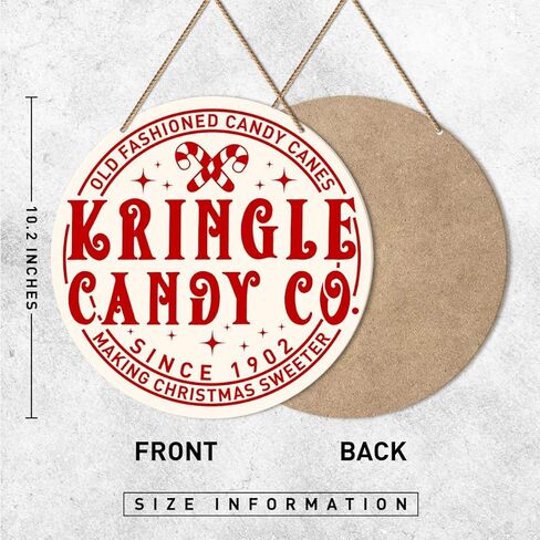 ZODGMED كاندي قصب عيد الميلاد علامة معلقة على الحائط، ديكور عيد الميلاد للمنزل المطبخ غرفة الطعام متجر الحلوى عطلة معلقة علامة عيد الميلاد ديكورات الحائط، Kringle Candy Co. in Kuwait