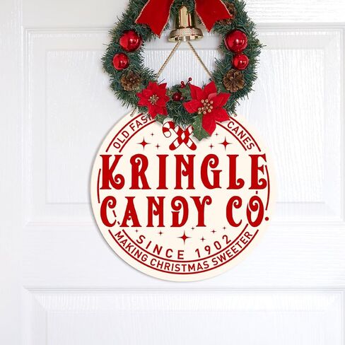 ZODGMED كاندي قصب عيد الميلاد علامة معلقة على الحائط، ديكور عيد الميلاد للمنزل المطبخ غرفة الطعام متجر الحلوى عطلة معلقة علامة عيد الميلاد ديكورات الحائط، Kringle Candy Co. in Kuwait