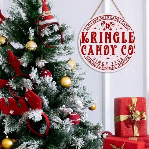 ZODGMED كاندي قصب عيد الميلاد علامة معلقة على الحائط، ديكور عيد الميلاد للمنزل المطبخ غرفة الطعام متجر الحلوى عطلة معلقة علامة عيد الميلاد ديكورات الحائط، Kringle Candy Co. in Kuwait