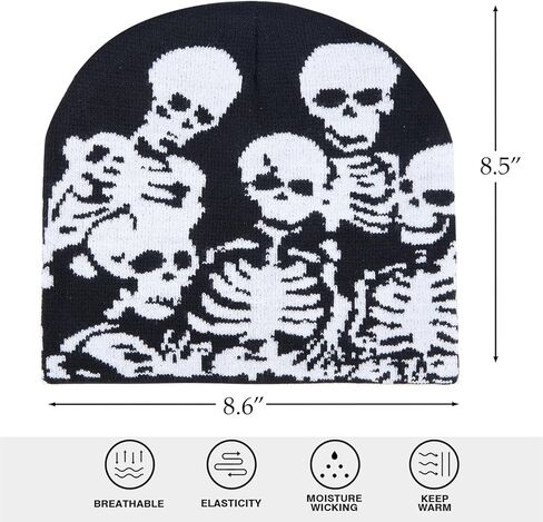 Skull Beanie Year2k Hat for Men and Women Warm Winter Knit Beanie Hat Skull Cap in Saudi Arabia