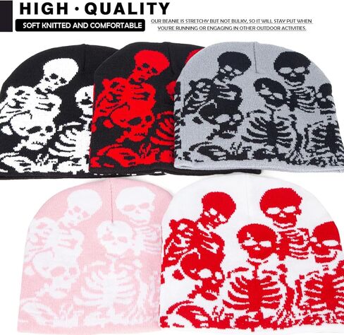 Skull Beanie Year2k Hat for Men and Women Warm Winter Knit Beanie Hat Skull Cap in Saudi Arabia