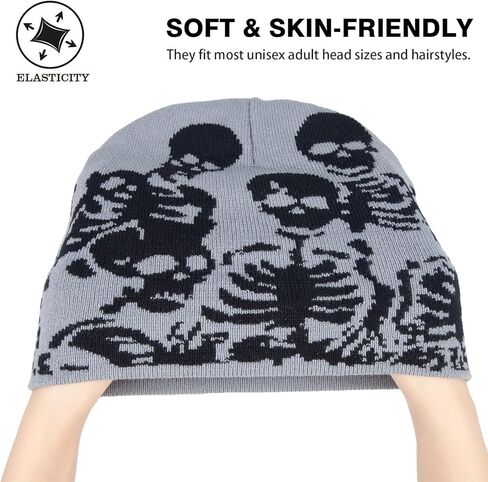 Skull Beanie Year2k Hat for Men and Women Warm Winter Knit Beanie Hat Skull Cap in Saudi Arabia
