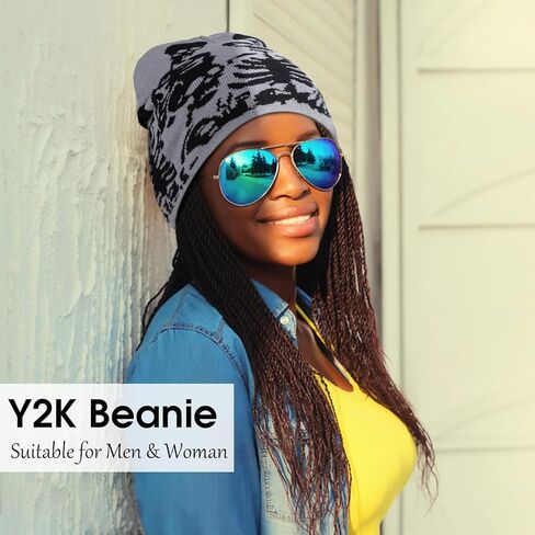 Skull Beanie Year2k Hat for Men and Women Warm Winter Knit Beanie Hat Skull Cap in Saudi Arabia