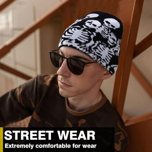 Skull Beanie Year2k Hat for Men and Women Warm Winter Knit Beanie Hat Skull Cap in Saudi Arabia