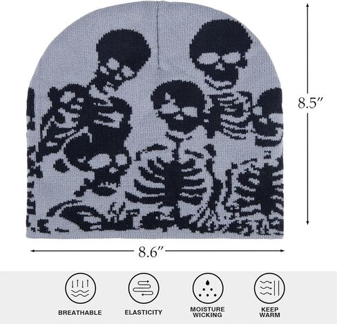 Skull Beanie Year2k Hat for Men and Women Warm Winter Knit Beanie Hat Skull Cap in Saudi Arabia